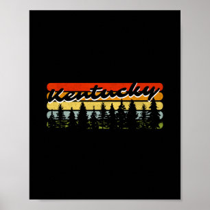 Kentucky Forest Sunset Trees Cabin Theme Souvenir Poster