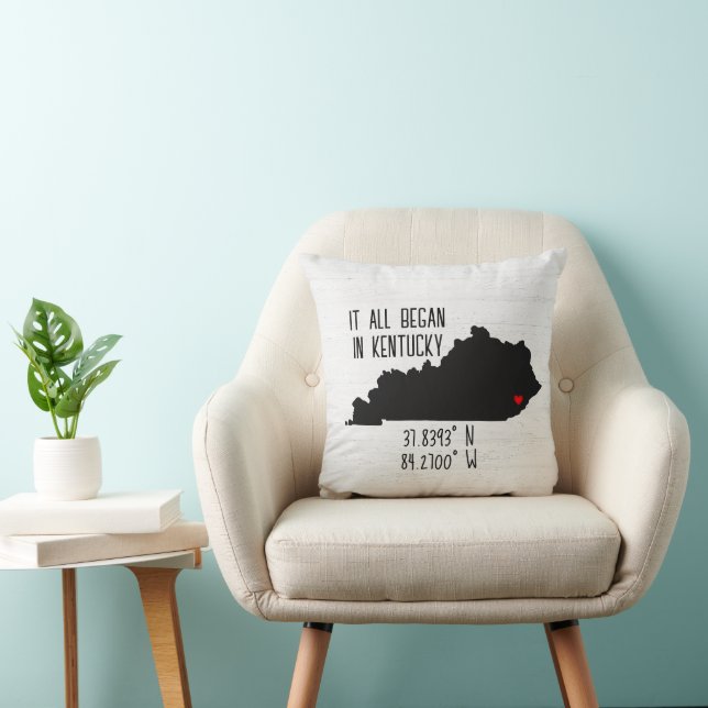 Kentucky GPS Coordinates with Heart Cushion (Chair)