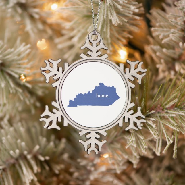 Kentucky home silhouette state map snowflake pewter christmas ornament (Tree)