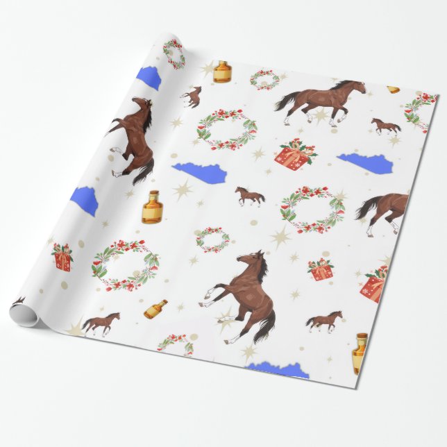 Kentucky Horse Christmas Wrapping Paper (Unrolled)
