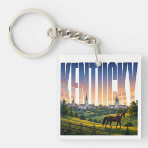 Kentucky Horse Country Bluegrass Scenic Escape Key Ring