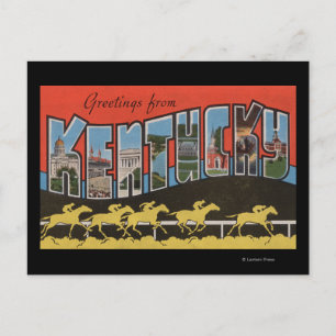 Kentucky (Horse Race Scene) - Large Letter Scene Postcard