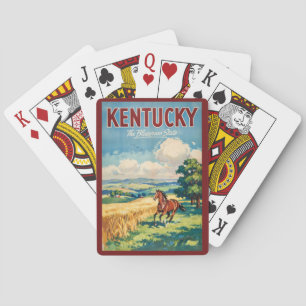Kentucky Horses Illustration Travel Art Vintage Playing Cards