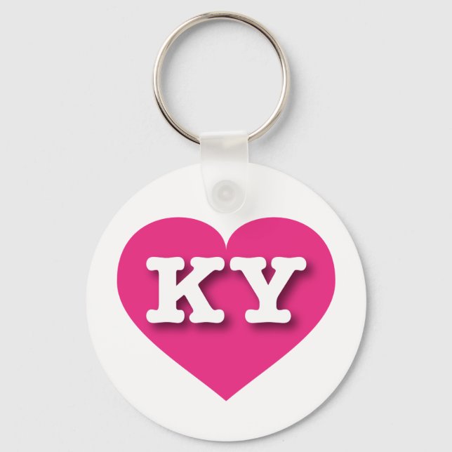 Kentucky Hot Pink Heart - I love KY Key Ring (Front)