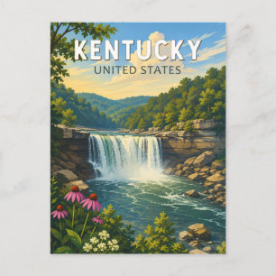 Kentucky Illustration Travel Art Vintage Postcard