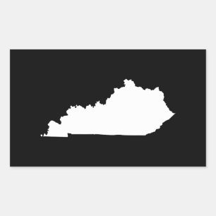 Kentucky in White and Black Rectangular Sticker
