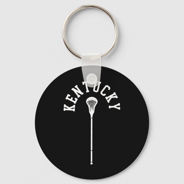 Kentucky Minimalist Vertical Lacrosse Stick Retro  Key Ring (Front)