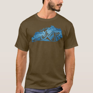 Kentucky Mountain Biking Blues State Outline Bike T-Shirt