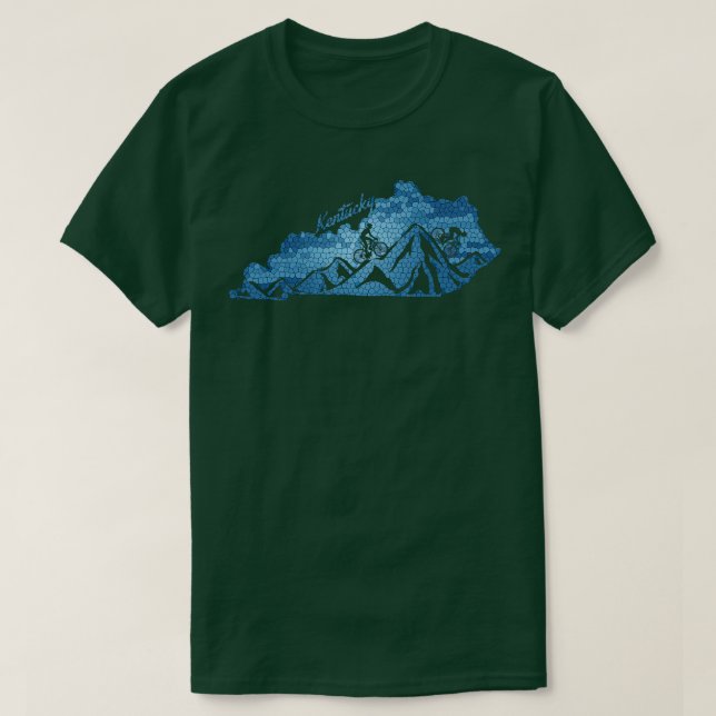 Kentucky Mountain Biking Blues State Outline Bike  T-Shirt (Design Front)