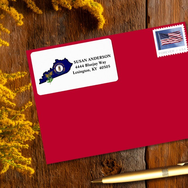 Kentucky State Flag and Flower Goldenrod Custom Label (Creator Uploaded)