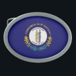 Kentucky State Flag Belt Buckle<br><div class="desc">Patriotic Kentucky state flag.</div>