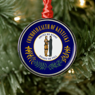 Kentucky State Flag: Bluegrass US Commonwealth Metal Tree Decoration