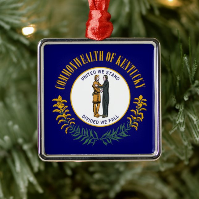 Kentucky State Flag: Bluegrass US Commonwealth Metal Tree Decoration (Tree)