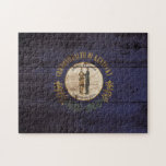 Kentucky State Flag on Old Wood Grain Jigsaw Puzzle<br><div class="desc">Kentucky State Flag on Old Wood Grain Feel free to modify the design according to your own preferences. You may change the design location, orientation, background colours and size. Also, you may add your own text, or slogan set its font, location and size, all in order to create the ultimate...</div>
