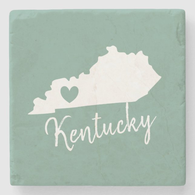 Kentucky state map love home stone coaster (Front)