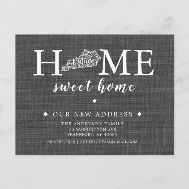 KENTUCKY State Moving Announcement Post Card (Front)