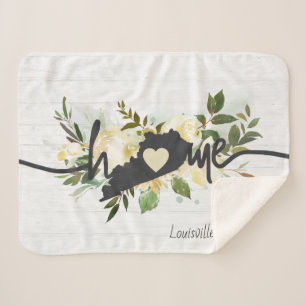 Kentucky State Personalised Your Home City Rustic Sherpa Blanket