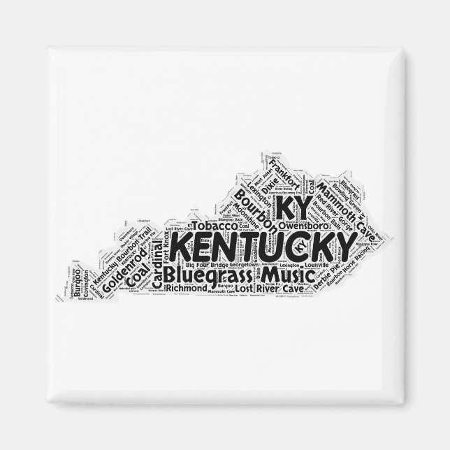 Kentucky State Word Cloud Magnet (Front)