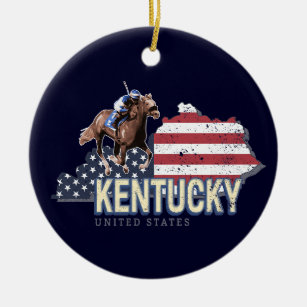 Kentucky United States Retro State Map Vintage USA Ceramic Tree Decoration