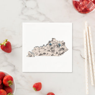 Kentucky Vintage Picture Map Antique State Chart Napkin