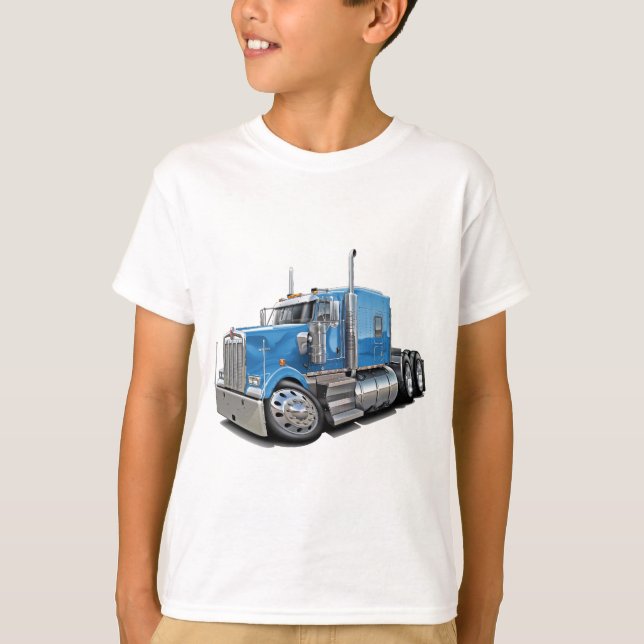 Kenworth w900 Lt Blue Truck T-Shirt (Front)