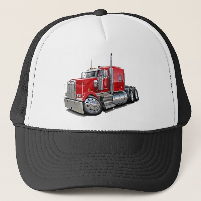 Kenworth w900 Red Truck Trucker Hat (Front)
