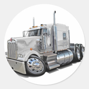 Kenworth w900 White Truck Classic Round Sticker