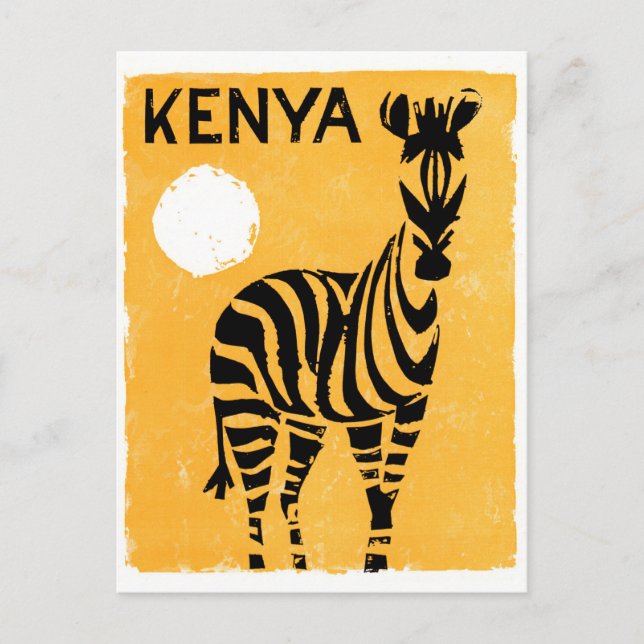 Kenya Africa Vintage Travel Poster Restored Postcard (Front)