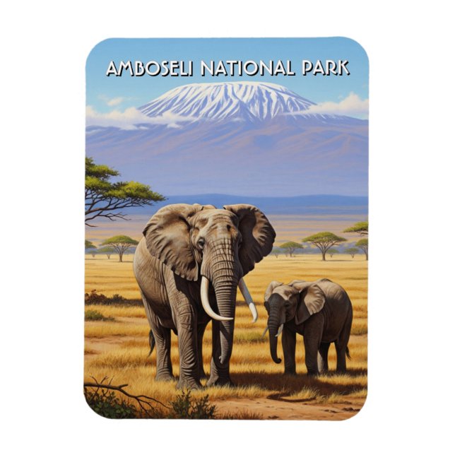 Kenya Amboseli National Park Elephants Magnet (Vertical)