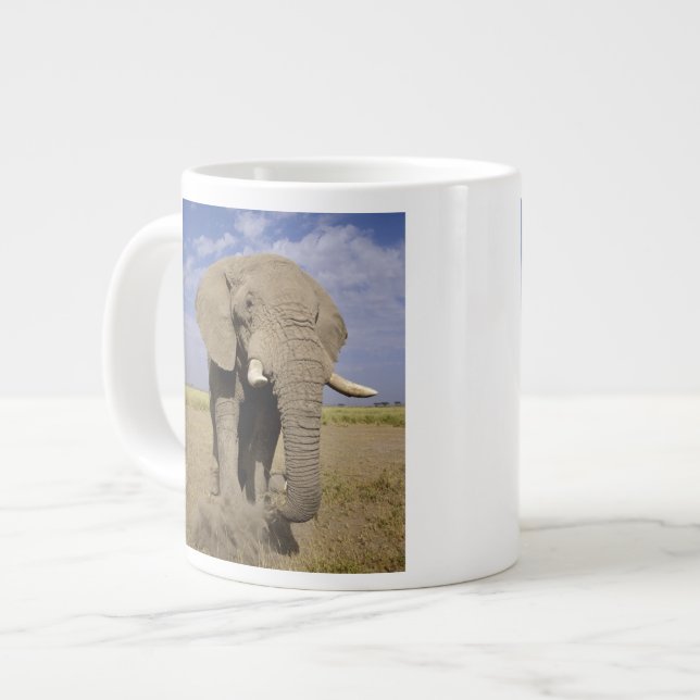 Kenya: Amboseli National Park, male elephant Large Coffee Mug (Front Left)