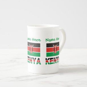 Kenya and Kenyan Flag Green Personalisation Bone China Mug