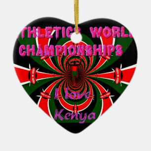 Kenya Athletics World Championships: Swirling Flag Ceramic Tree Decoration