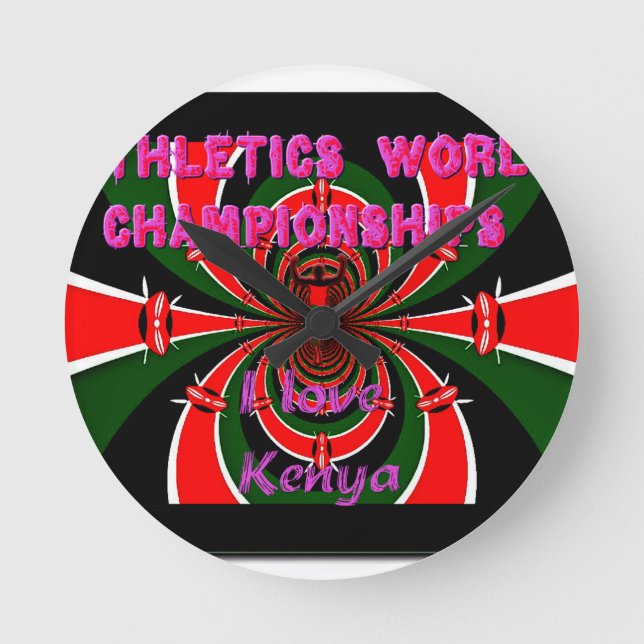 Kenya Athletics World Championships: Swirling Flag Round Clock (Front)