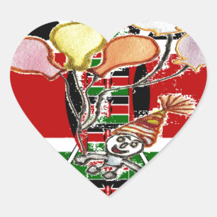 Kenya Birthday Heart Sticker