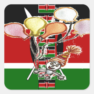 Kenya Birthday Square Sticker