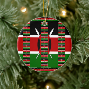 Kenya Black red green Ceramic Tree Decoration