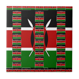 Kenya Black Red Green National Flag Colours Design Tile