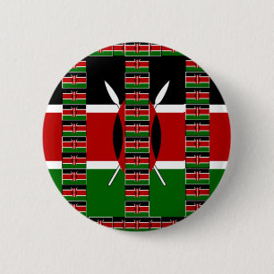 Kenya Black red green national pride and national 6 Cm Round Badge