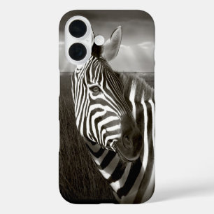 Kenya. Black & white of zebra and plain. iPhone 16 Case