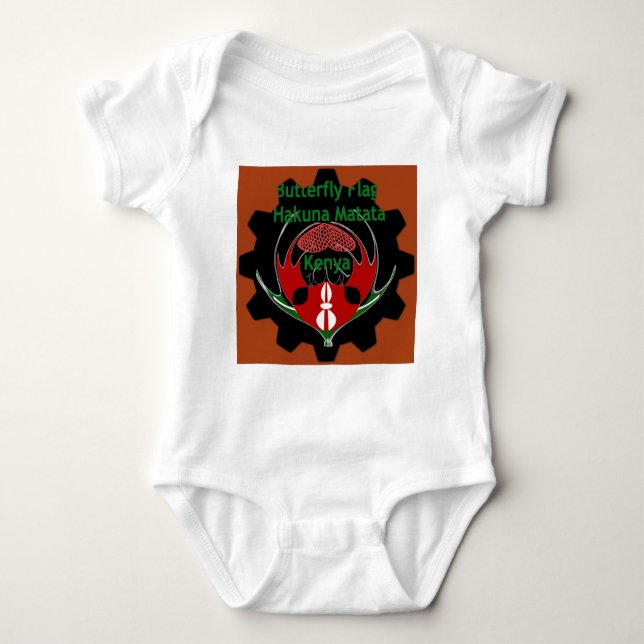 Kenya Butterfly Flag Art – Hakuna Matata Patriotic Baby Bodysuit (Front)