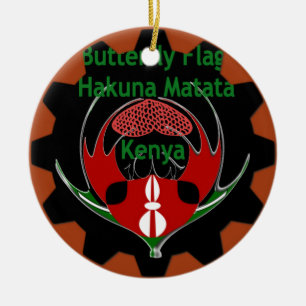 Kenya Butterfly Flag Art – Hakuna Matata Patriotic Ceramic Tree Decoration