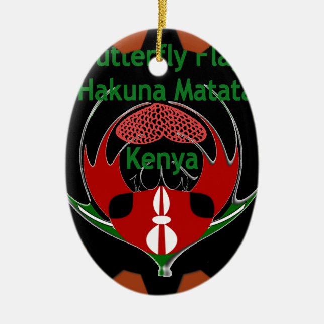 Kenya Butterfly Flag Art – Hakuna Matata Patriotic Ceramic Tree Decoration (Front)