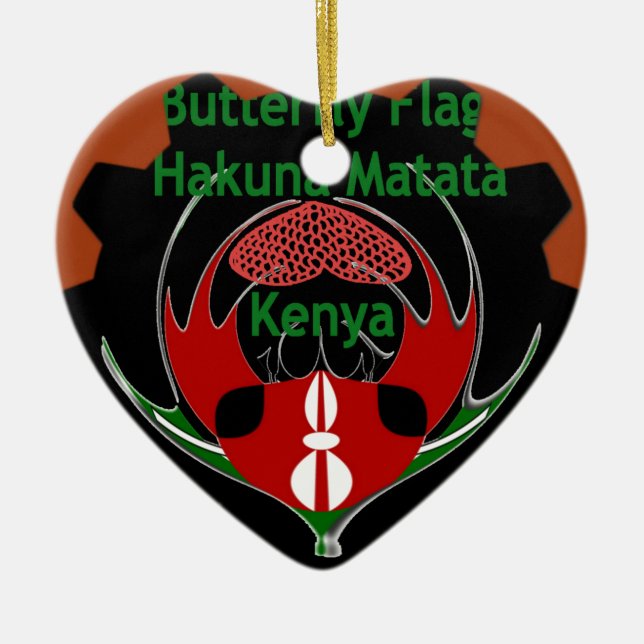 Kenya Butterfly Flag Art – Hakuna Matata Patriotic Ceramic Tree Decoration (Front)