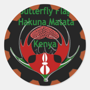 Kenya Butterfly Flag Art – Hakuna Matata Patriotic Classic Round Sticker
