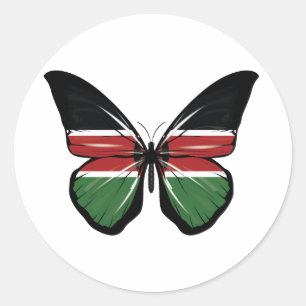 Kenya Butterfly Flag Classic Round Sticker