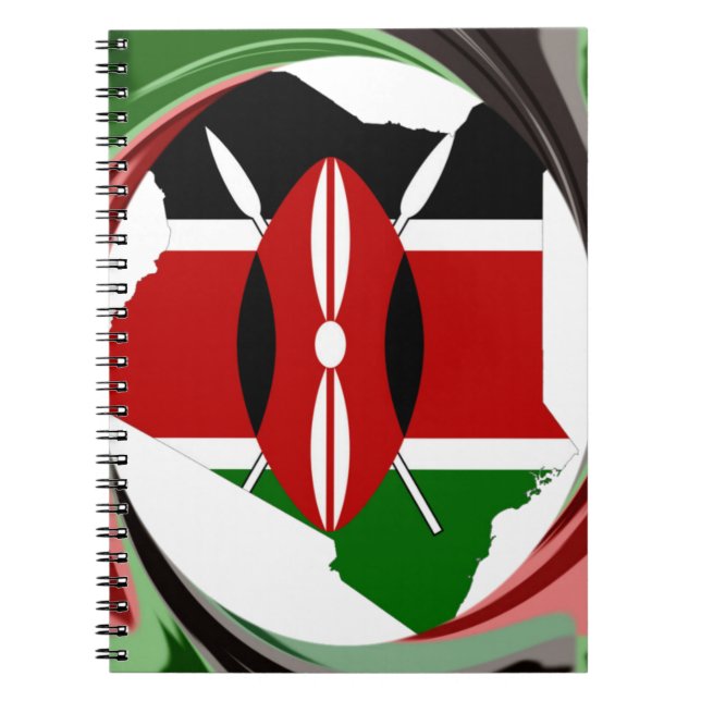 Kenya Celebration Colorful Flag Map Vector Artwork Spiral Notebook (Front)