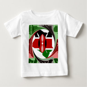 Kenya Celebration Colourful Flag Map Vector Artwor Baby T-Shirt