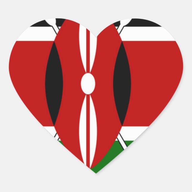 Kenya Celebration Colourful Flag Map Vector Artwor Heart Sticker (Front)