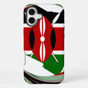 Kenya Celebration Colourful Flag Map Vector Artwor iPhone 16 Plus Case