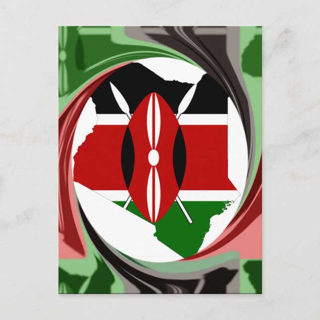 Kenya Celebration Colourful Flag Map Vector Artwor Postcard (Front)